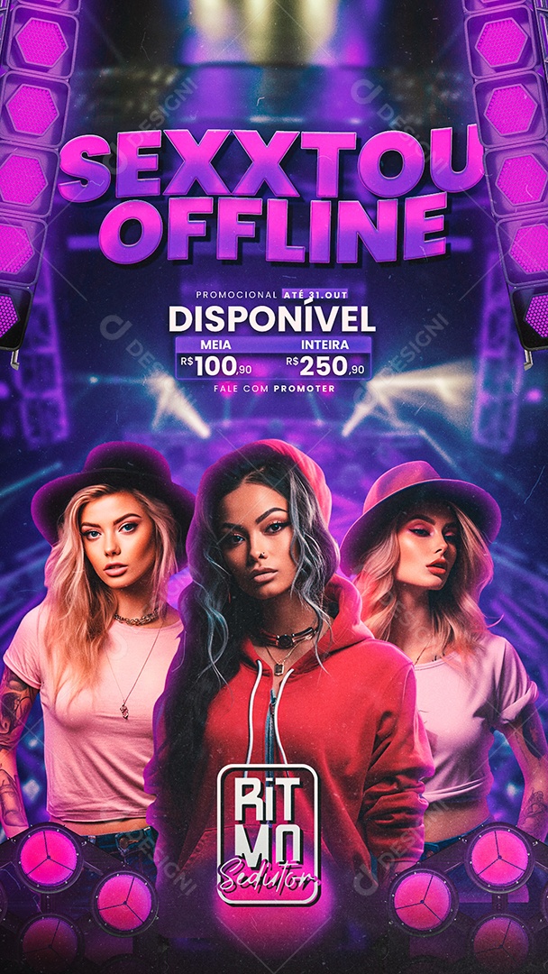 Story Flyer Sexxtou Offline Disponível Ritmo Sedutor Social Media PSD Editável