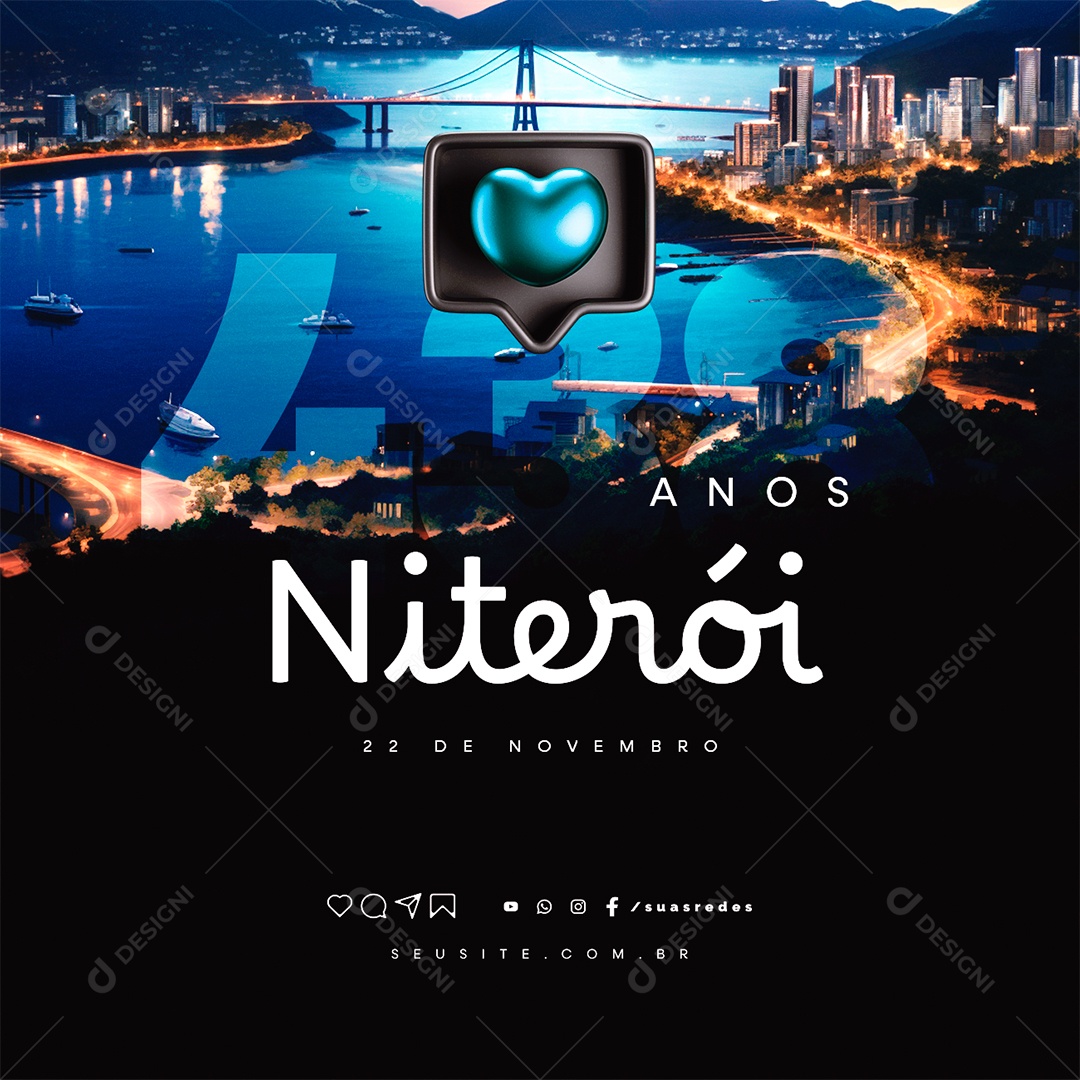 Aniversário Niterói 438 Anos 22 de Novembro Social Media PSD Editável