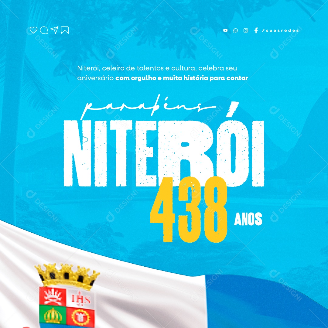 Happy Birthday Niterói 438 Years Editable Social Media PSD