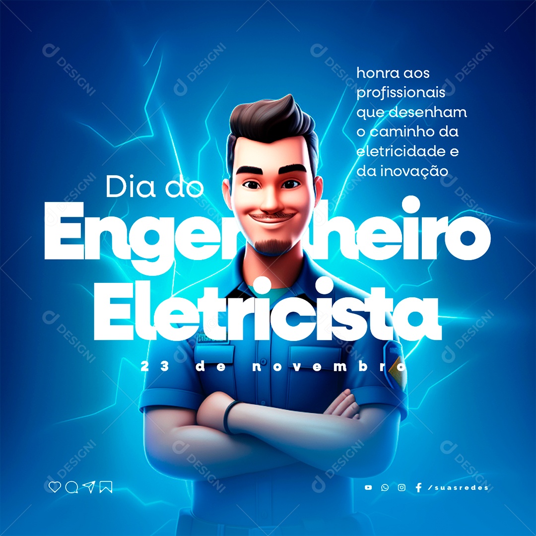 Social Media Dia do Engenheiro Eletricista Honra aos Profissionais PSD Editável