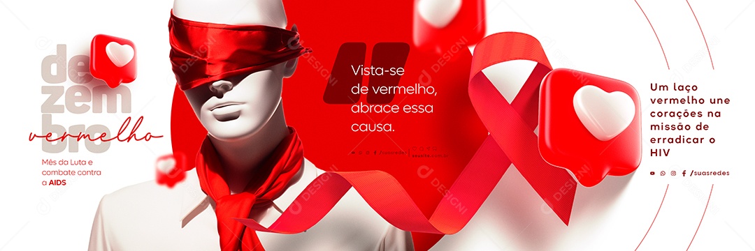 Carrossel Dezembro Vermelho Vista se de Vermelho Abrace essa Causa Social Media PSD Editável