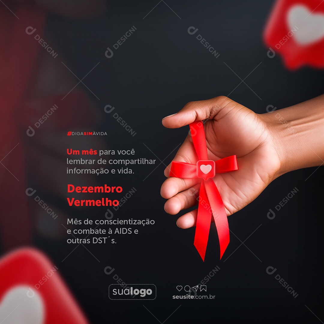 Red December Awareness Month to Combat AIDS and Other STDs Social Media PSD Editable