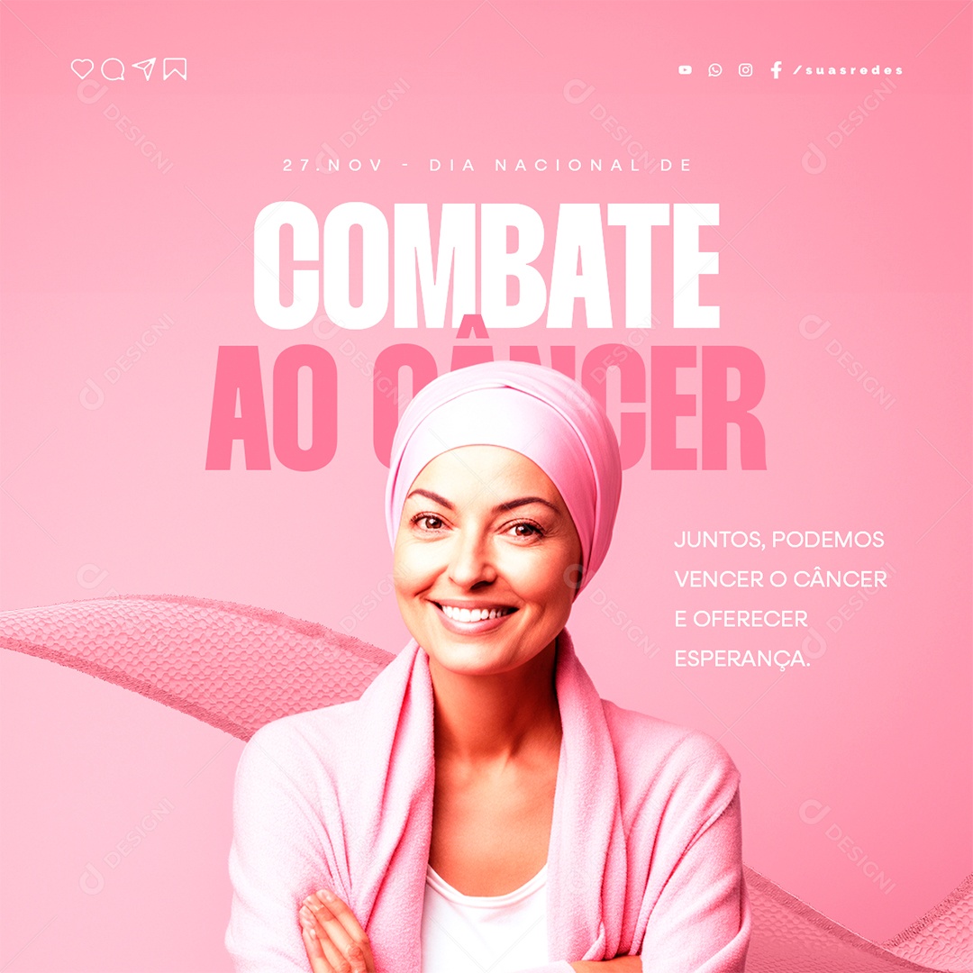 National Day to Fight Cancer Together We Can Beat Cancer Editable Social Media PSD