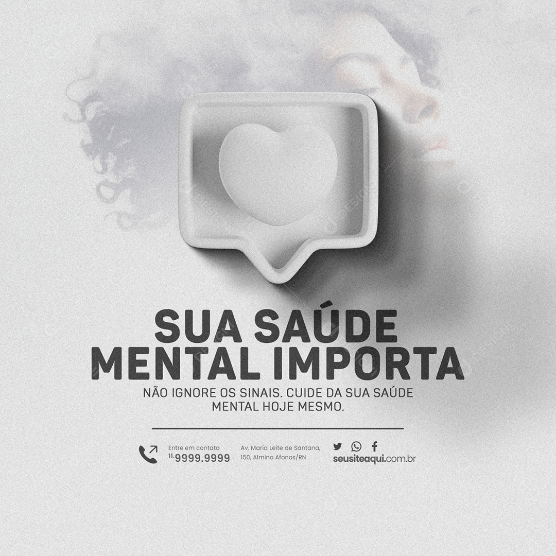 Social Media Janeiro Branco Sua Saúde Mental Importa PSD Editável