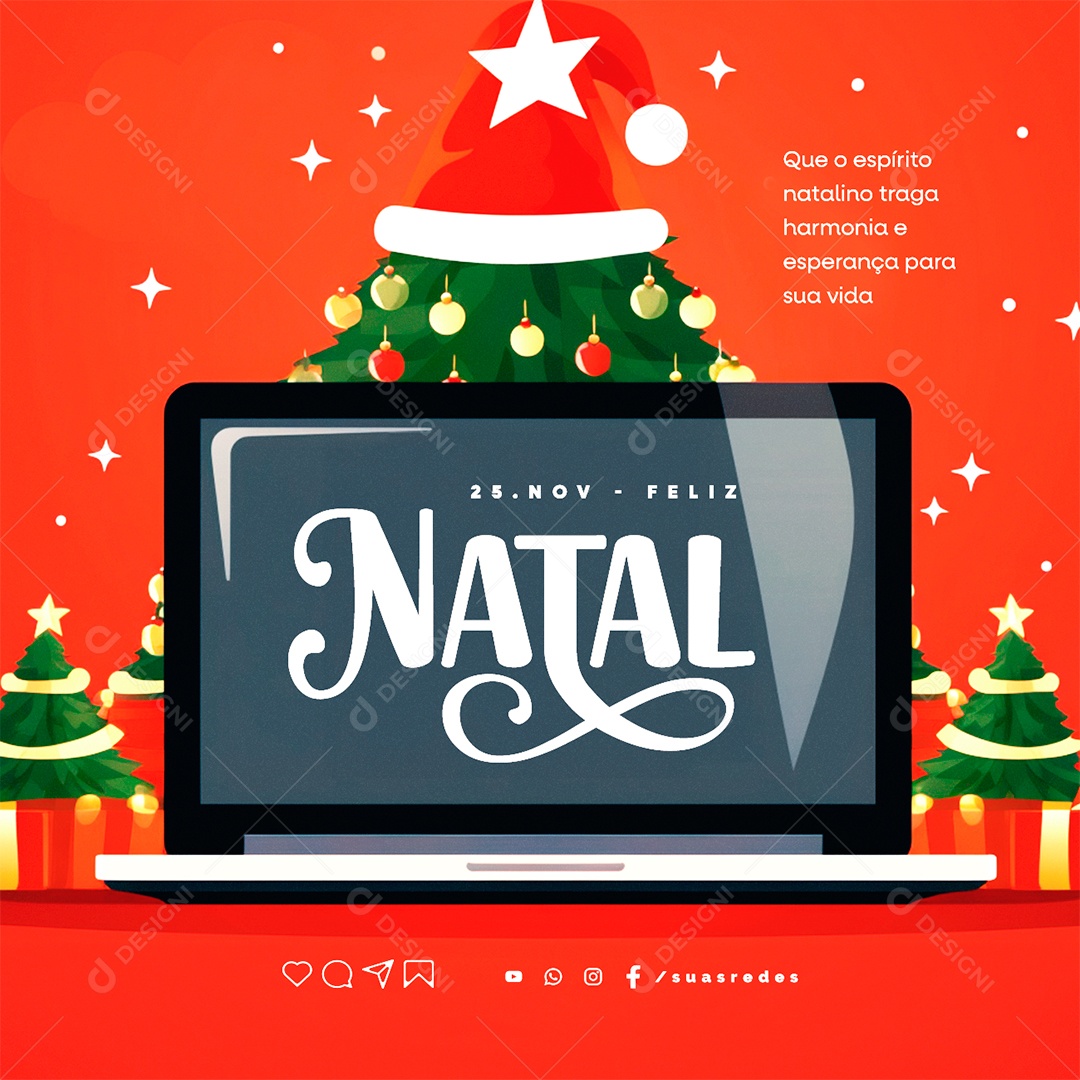 Feliz Natal Notebook Loja de Eletrônicos Social Media PSD Editável