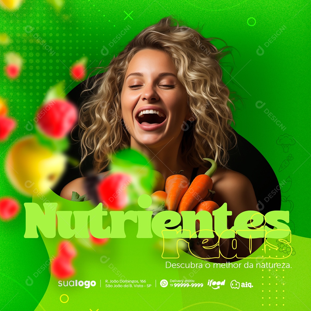 Hortifruti Nutrientes Reais Descubra o Melhor da Natureza Social Media PSD Editável