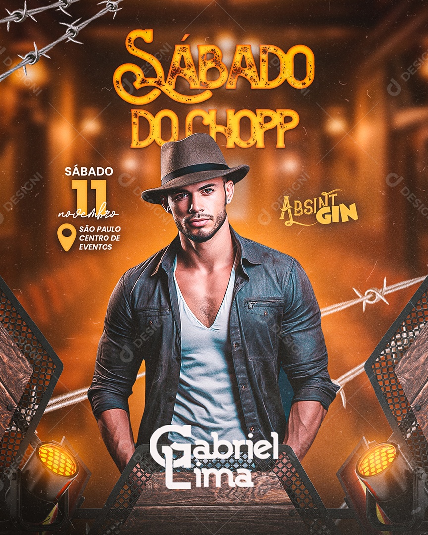 Flyer Sábado Do Chopp Gabriel Lima Social Media PSD Editável