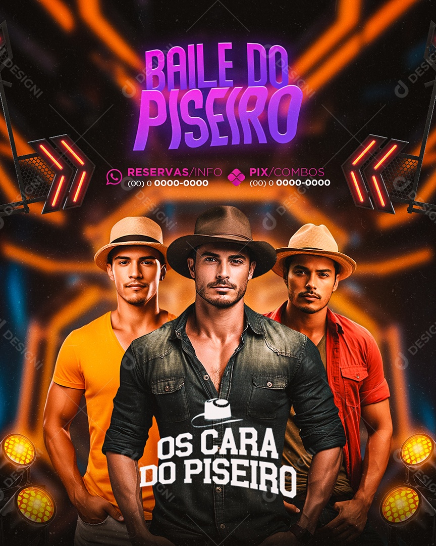 Flyer Baile Do Piseiro Os Cara Do Piseiro Social Media PSD Editável