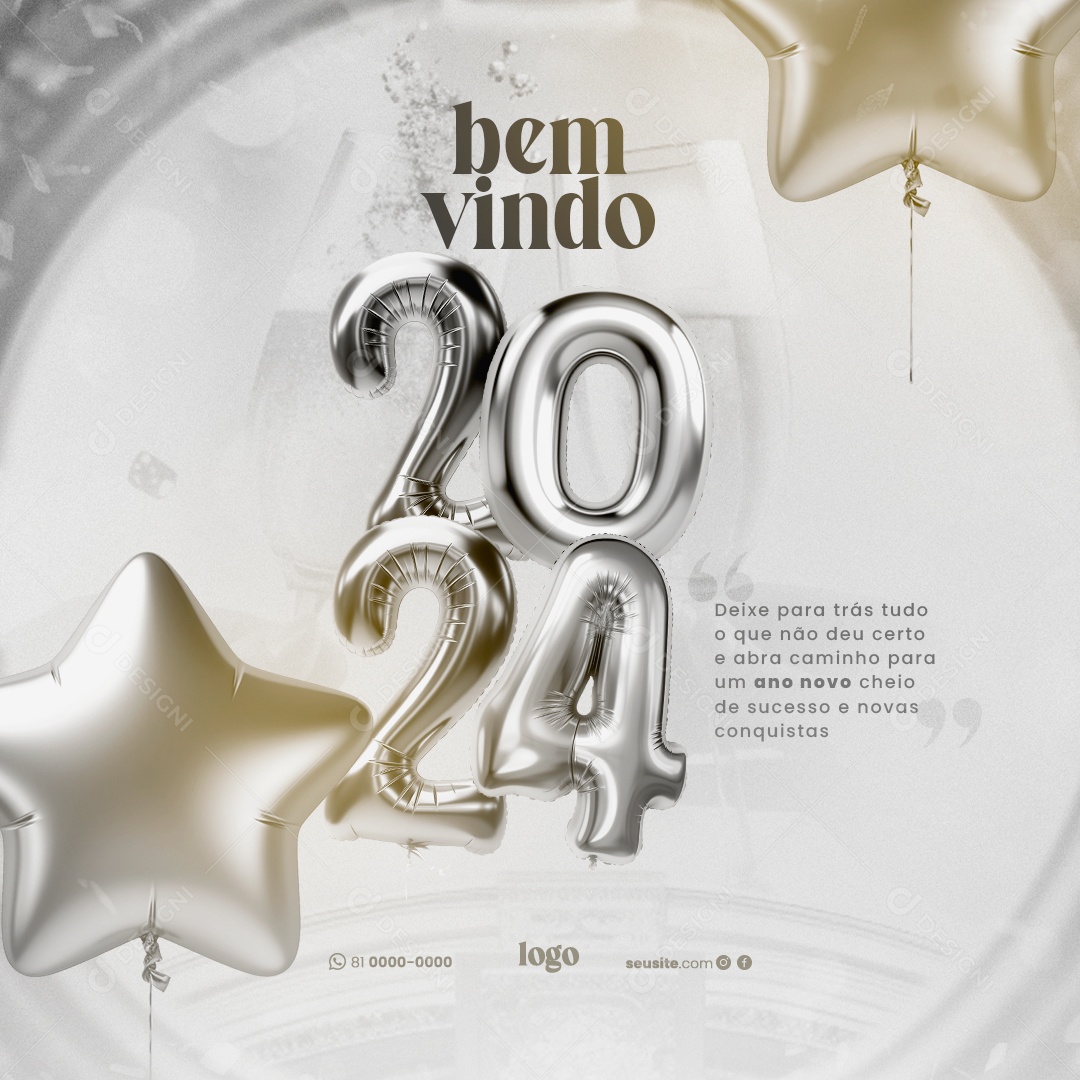 Welcome 2024 Successful New Year Social Media Editable PSD