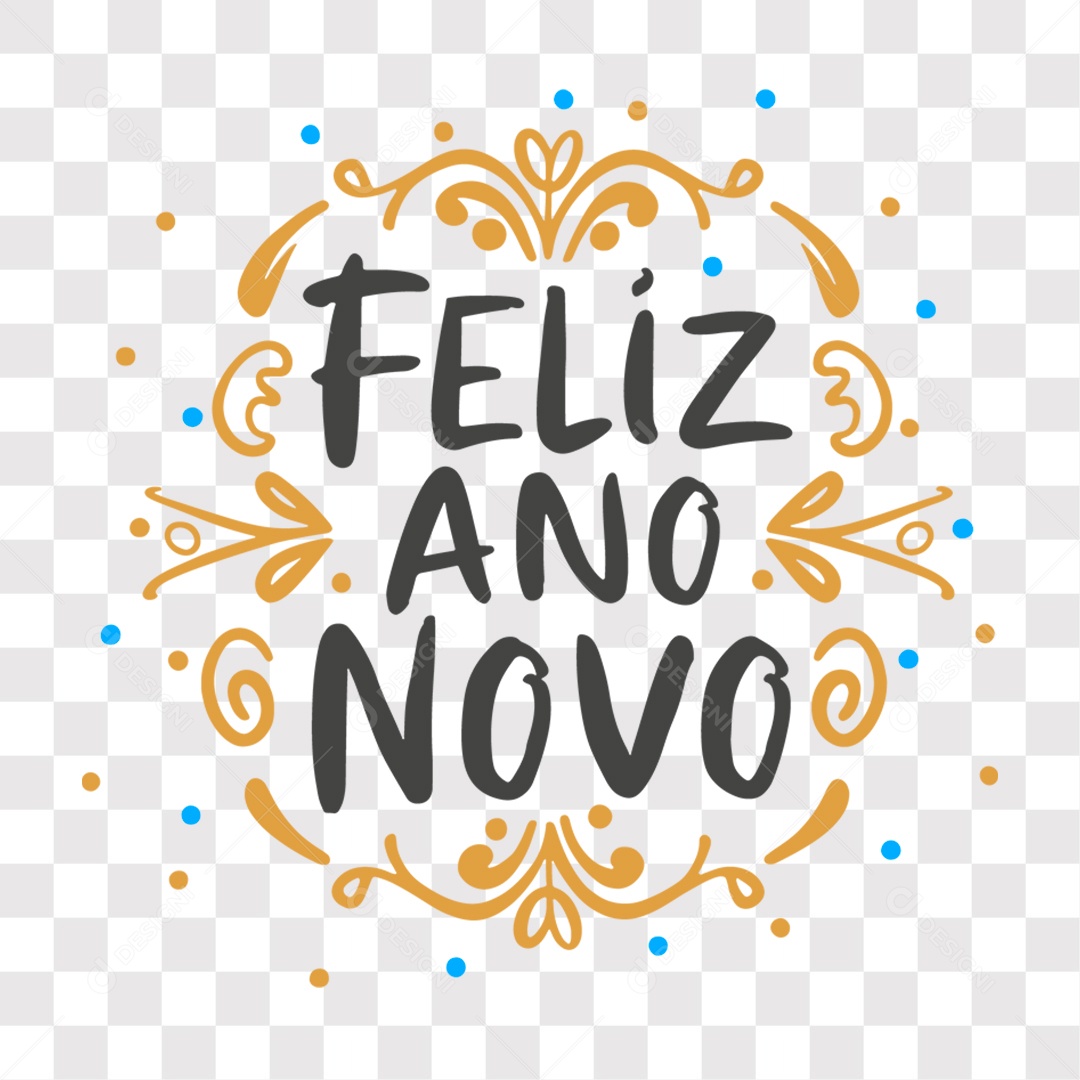 Lettering Feliz Ano Novo Texto EPS + PNG