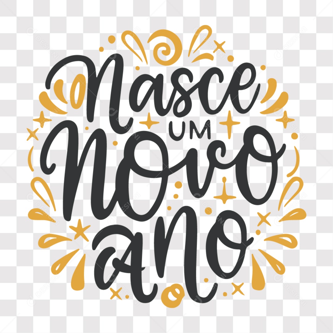 Lettering Nasce Um Novo Ano Texto EPS + PNG