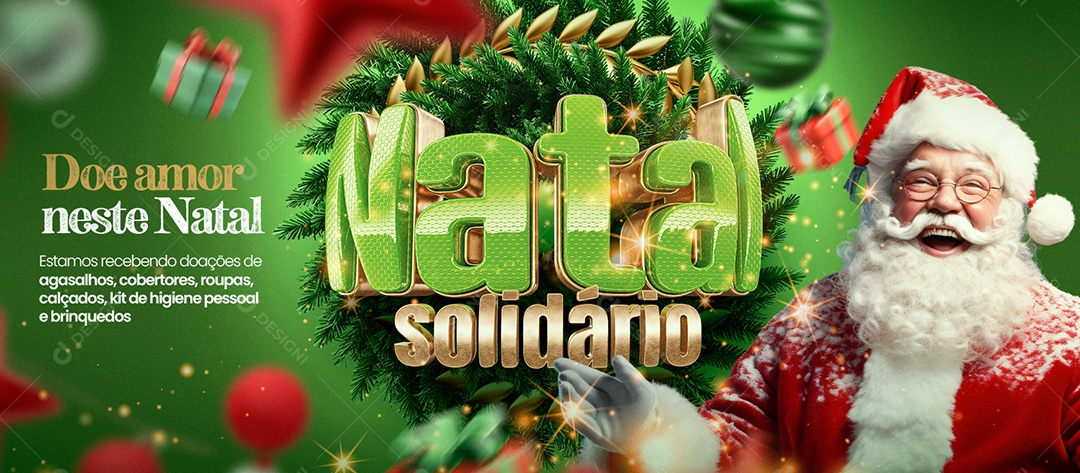 Banner Natal Solidário Doe Amor Neste Natal Social Media PSD Editável