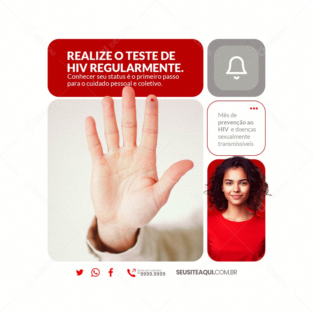 Campanha Publicitária Dezembro Vermelho Mês de Prevenção ao HIV e Doenças Sexualmente Transmissíveis Social Media PSD Editável