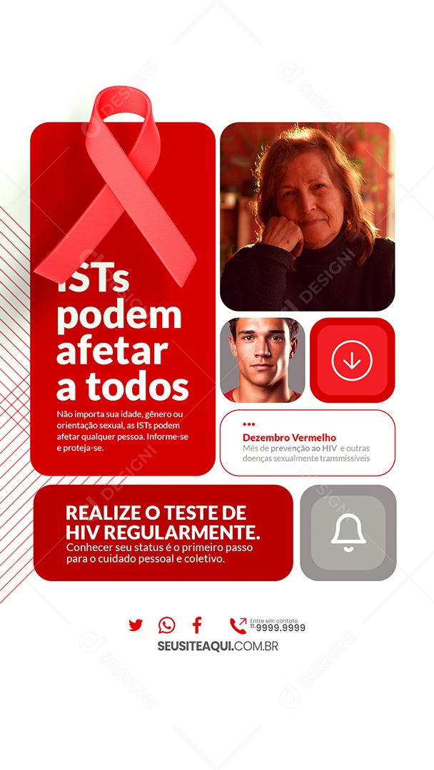 Story Campanha Publicitária Dezembro Vermelho Não Importa sua Idade Gênero ou Orientação Social Media PSD Editável