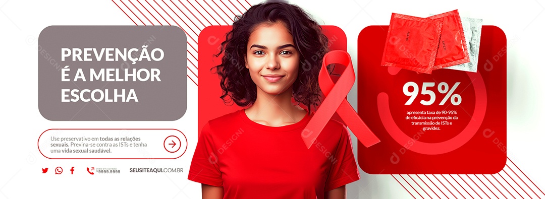 Campanha Publicitária Dezembro Vermelho Web Banner Prevenção é a Melhor Escolha Social Media PSD Editável