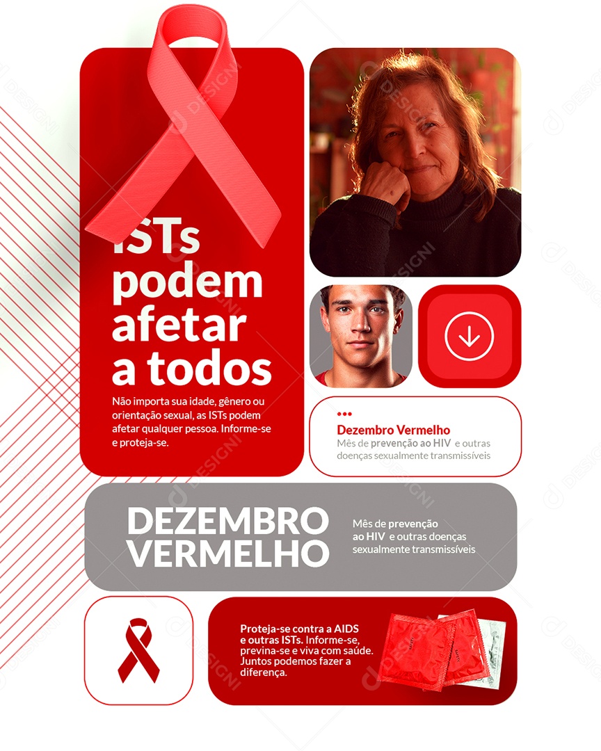 Campanha Publicitária Flyer Dezembro Vermelho Mês de Prevenção ao HIV Social Media PSD Editável