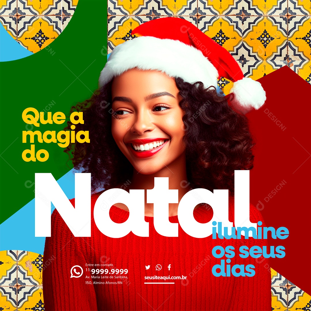 Feliz Natal Que a Magia do Natal Ilumine os Seus Dias Social Media PSD Editável