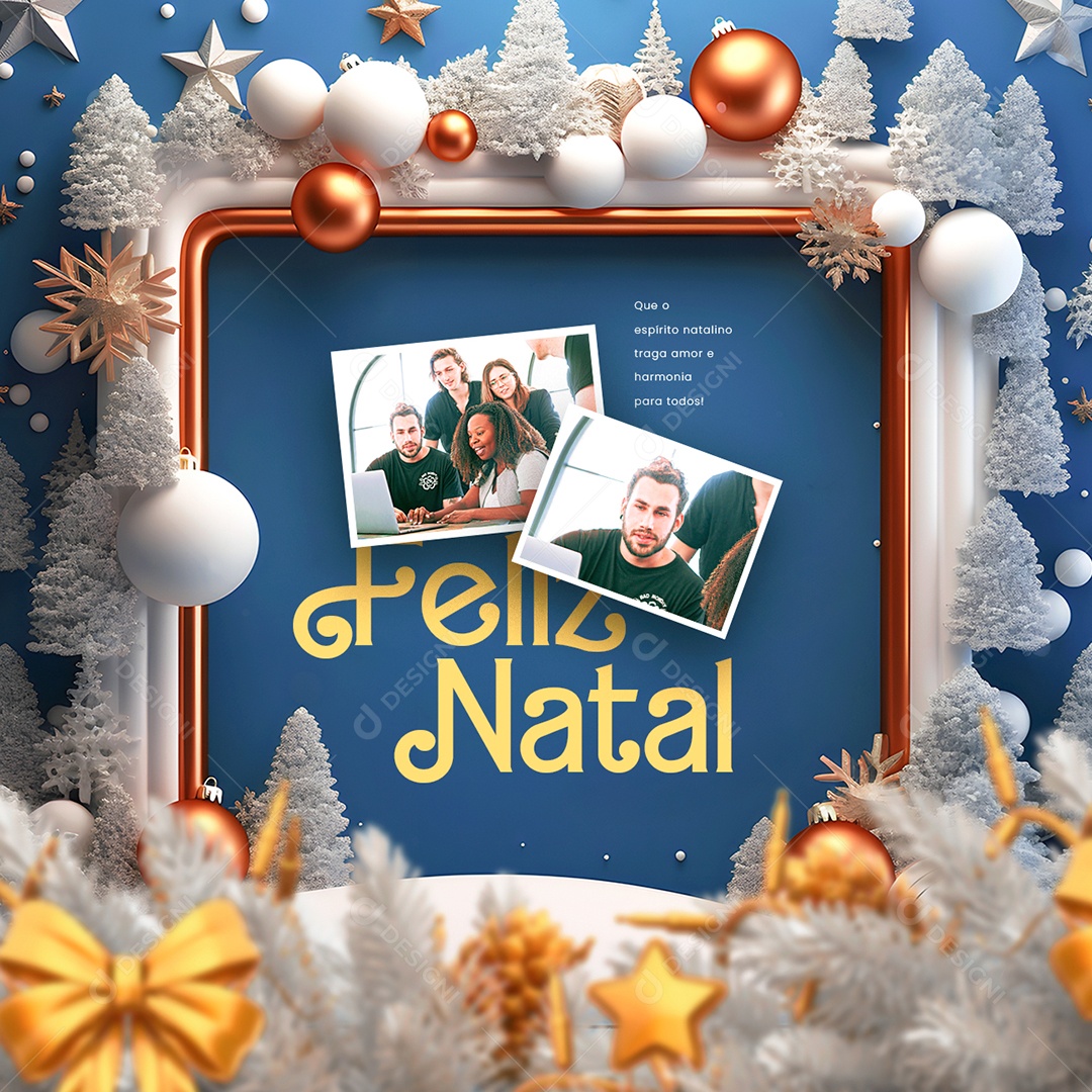 Feliz Natal Que o Espírito Natalino Traga Amor e Harmonia para Todos Social Media PSD Editável