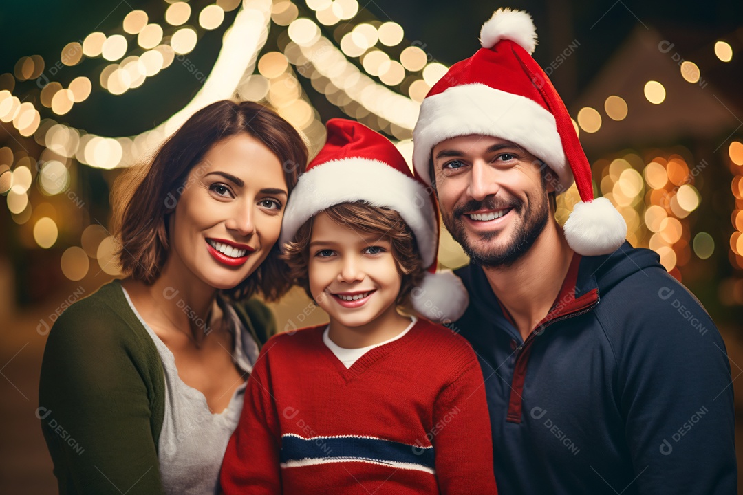 Linda família na noite de natal