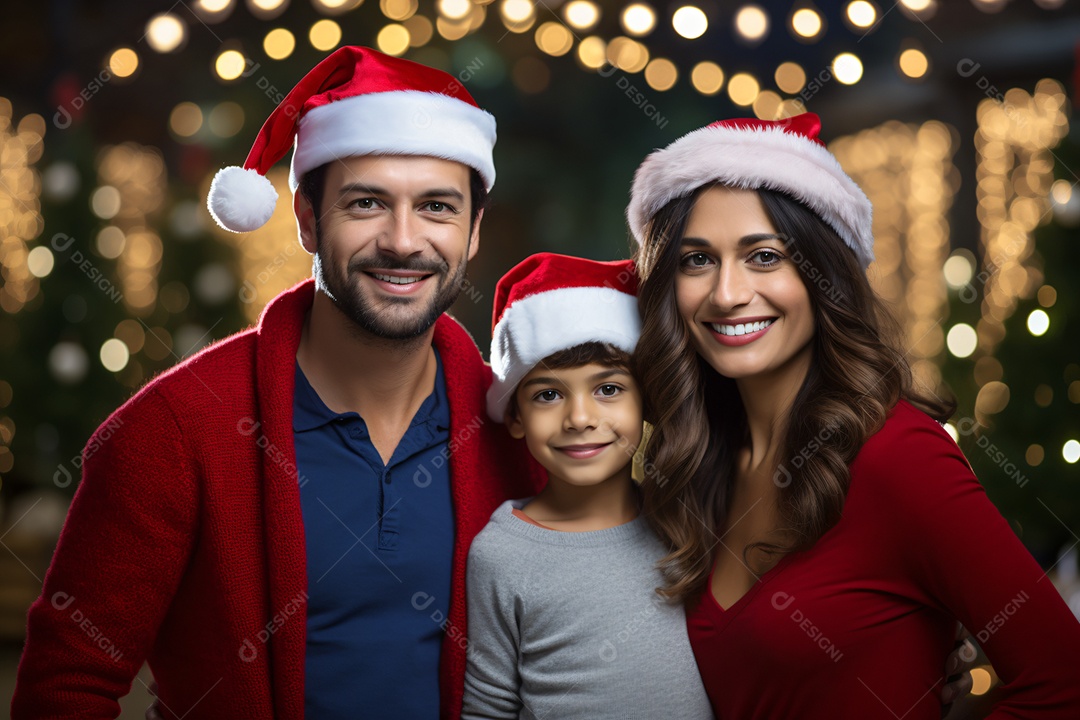 Linda família na noite de natal