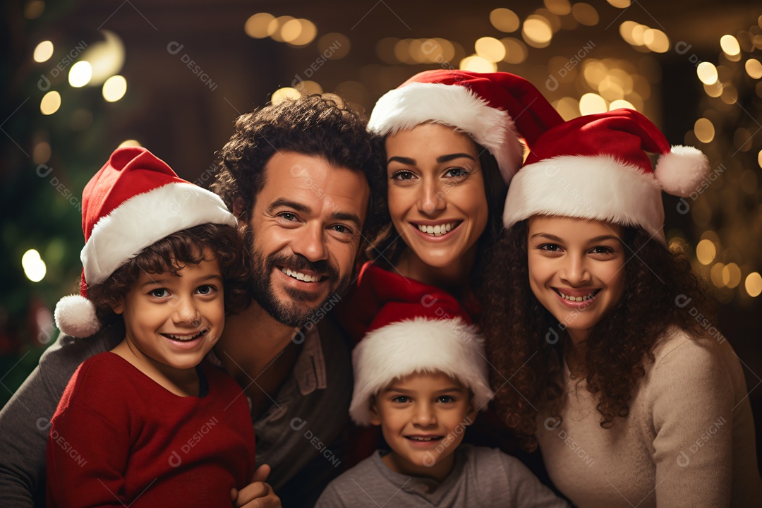 Linda família na noite de natal