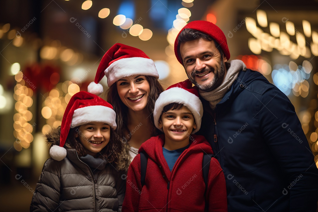 Linda família na noite de natal