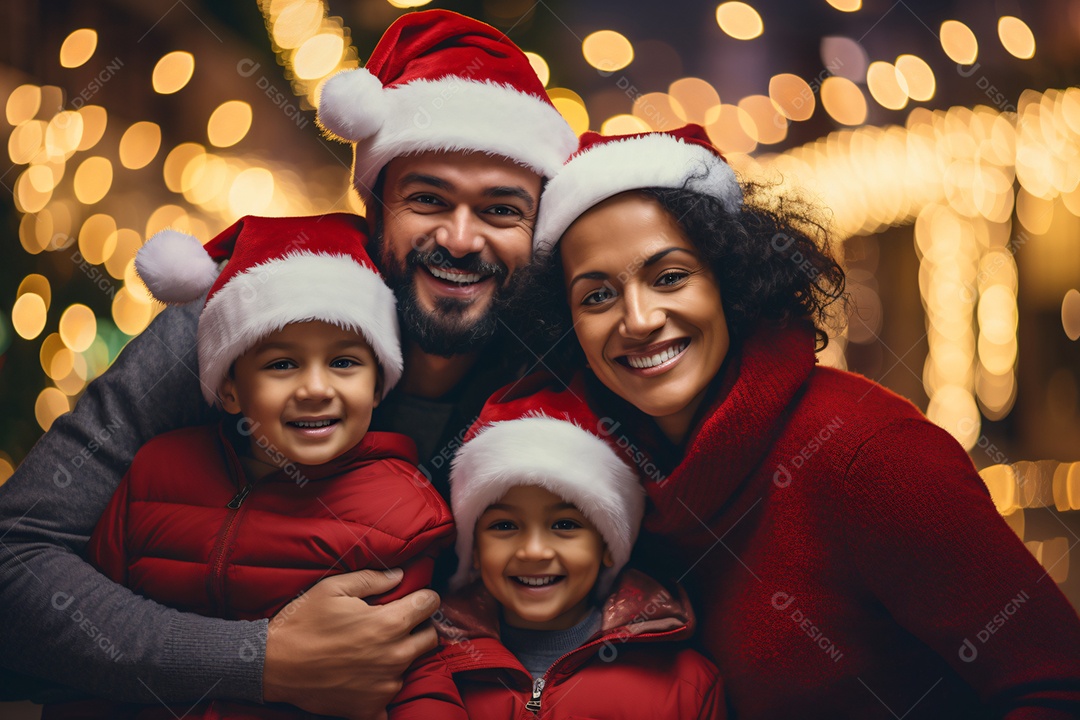 Linda família na noite de natal