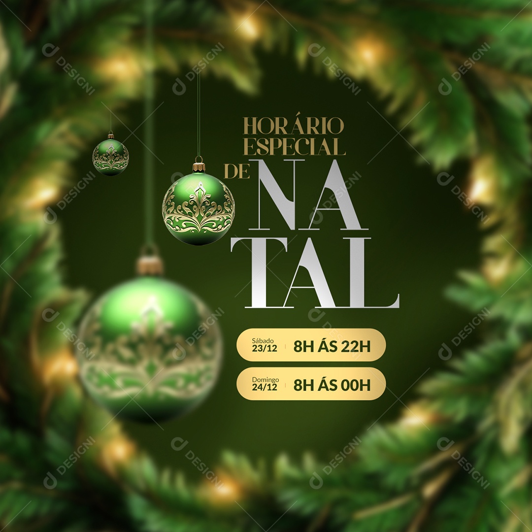 Horário Especial de Natal Lojas Comércios Empresas Social Media PSD Editável