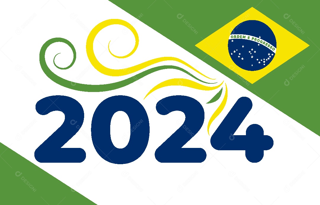 Feliz Ano Novo 2024 Brasil Ilustração Vetor EPS [download] Designi