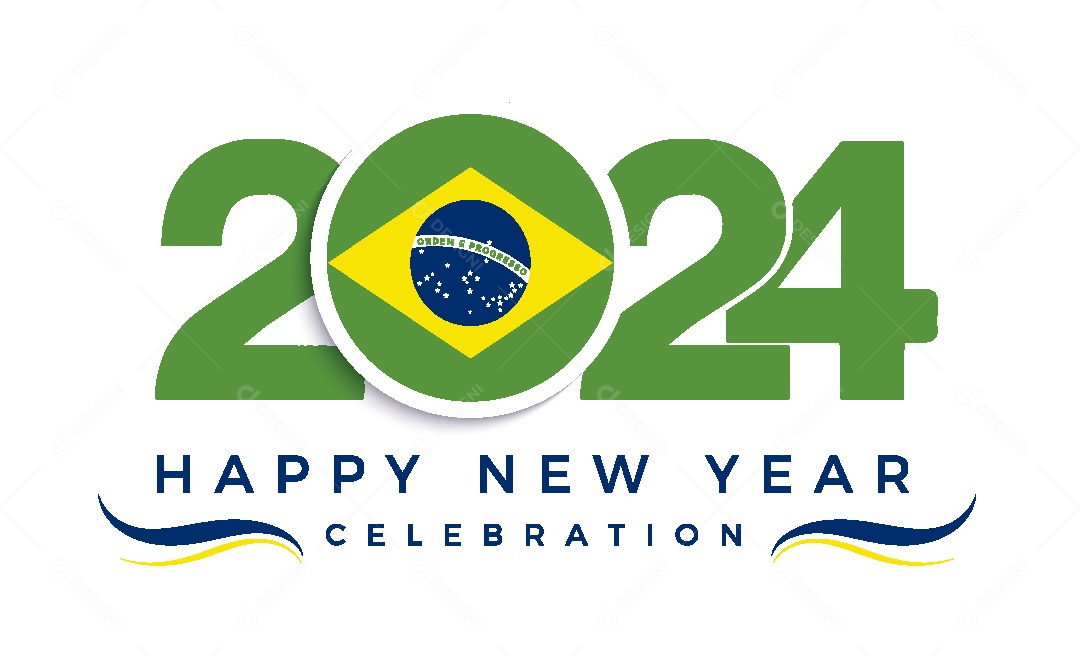 Feliz Ano Novo 2024 Brasil Ilustração Vetor EPS [download] Designi