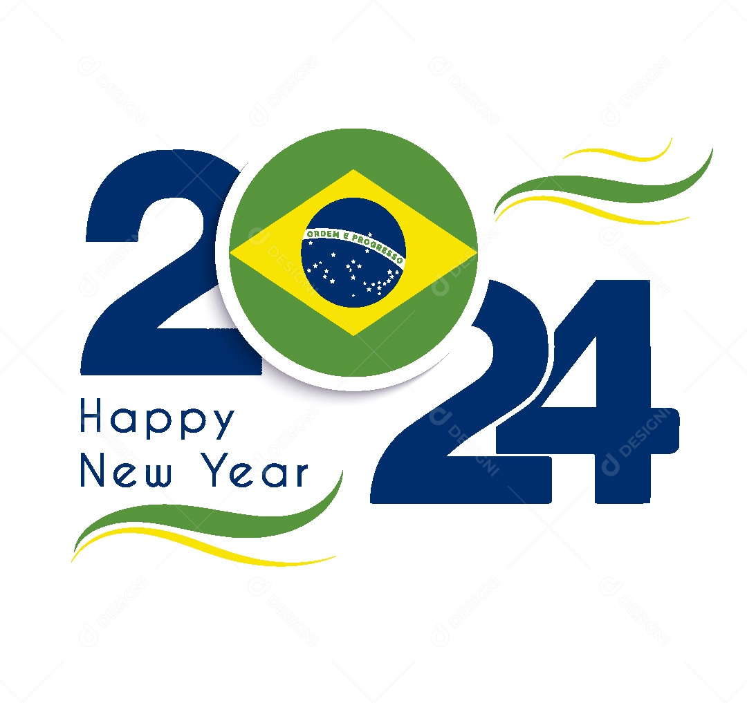 Feliz Ano Novo 2024 Brasil Ilustração Vetor EPS [download] Designi