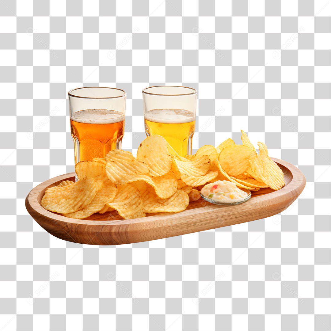 Porção de Batata Frita com Bebida PNG Transparente