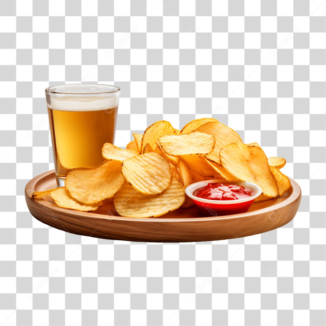 Porção de Batata Frita com Bebida PNG Transparente