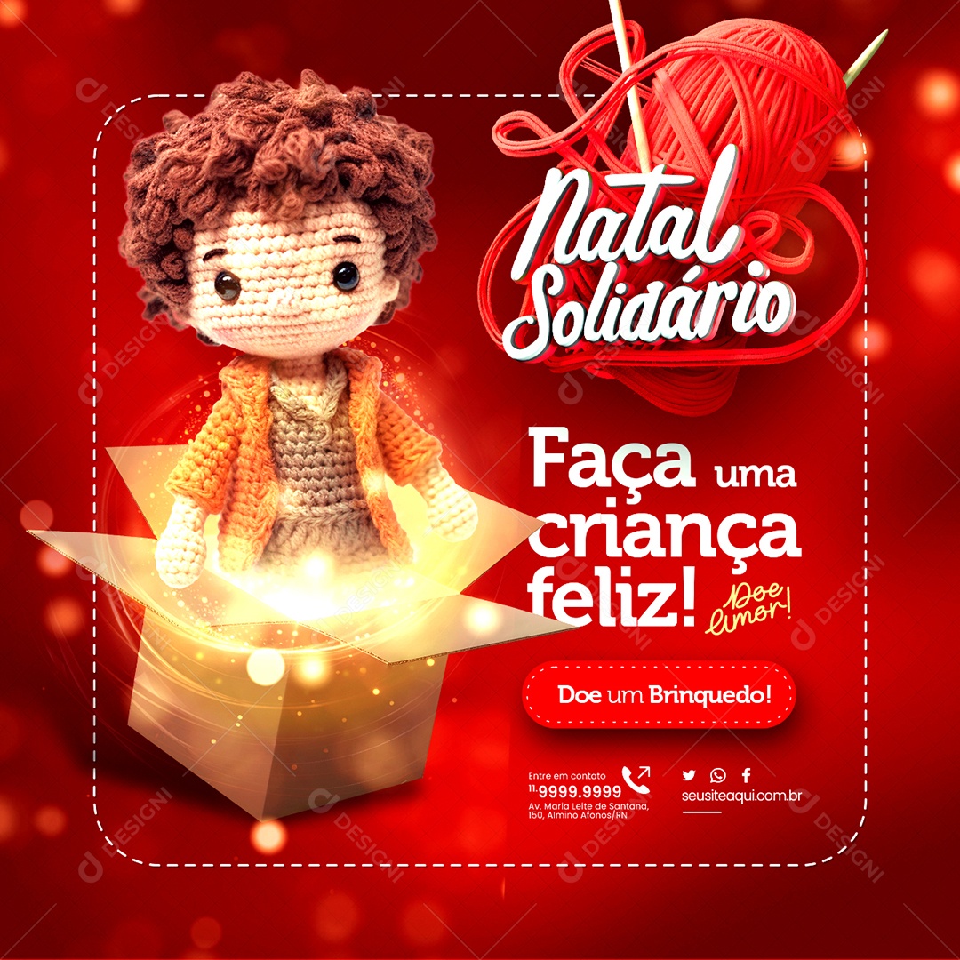 Campanha Publicitária Natal Solidário Faça uma Criança Feliz Doe Amor Social Media PSD Editável