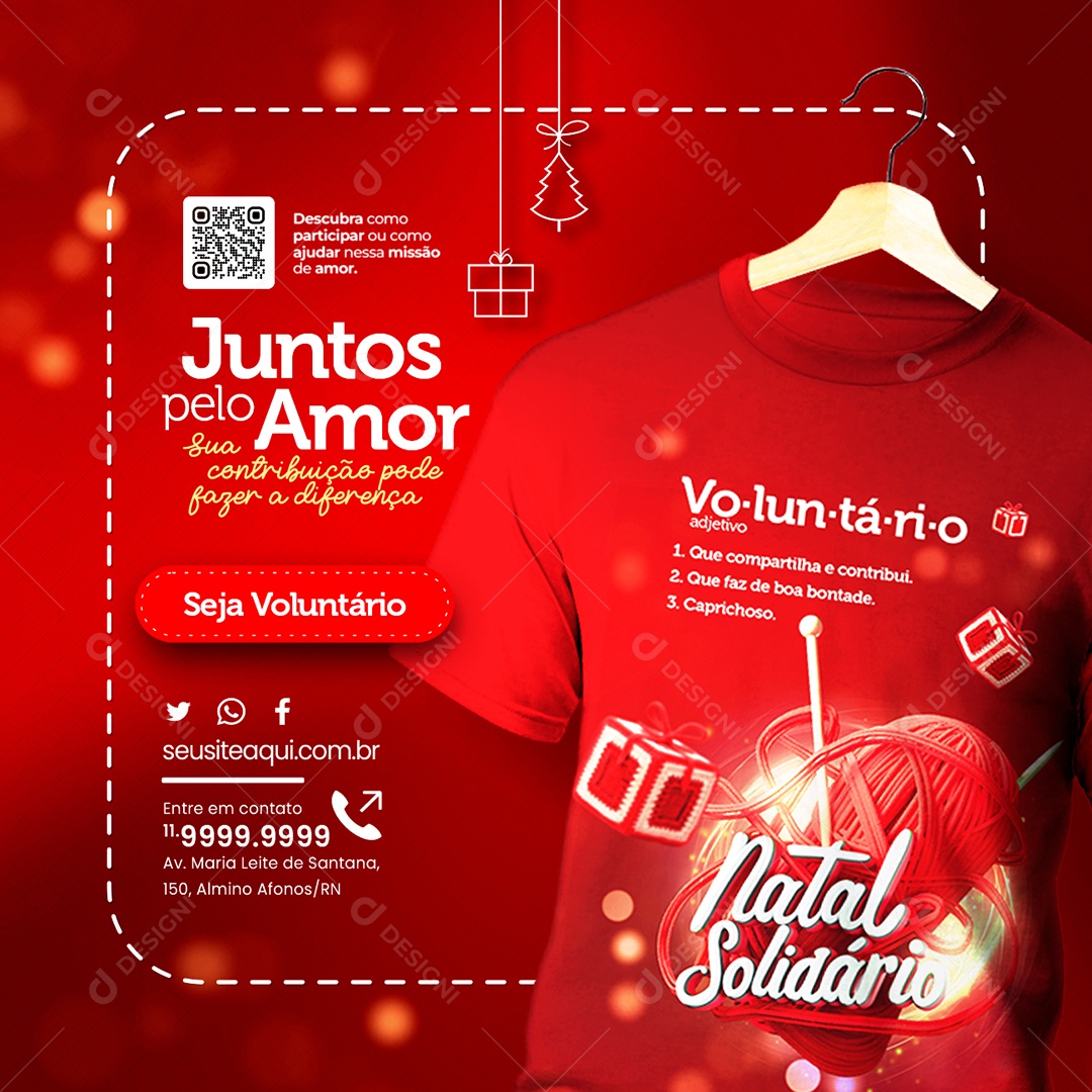 Campanha Publicitária Natal Solidário Juntos pelo Amor Social Media PSD Editável