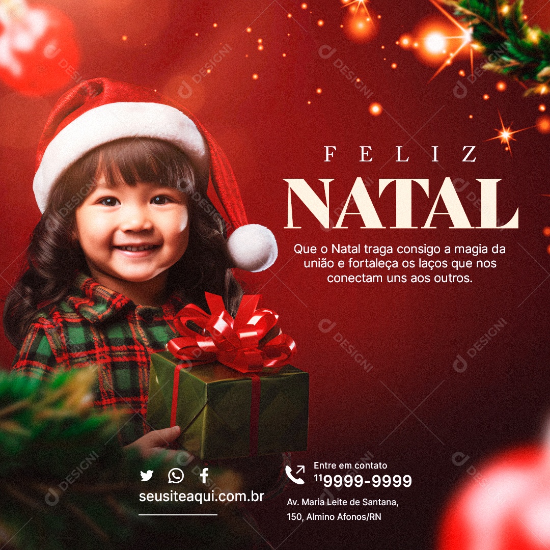 Feliz Natal Que o Natal Traga Consigo a Magia da União e Fortaleça os Laços Social Media PSD Editável