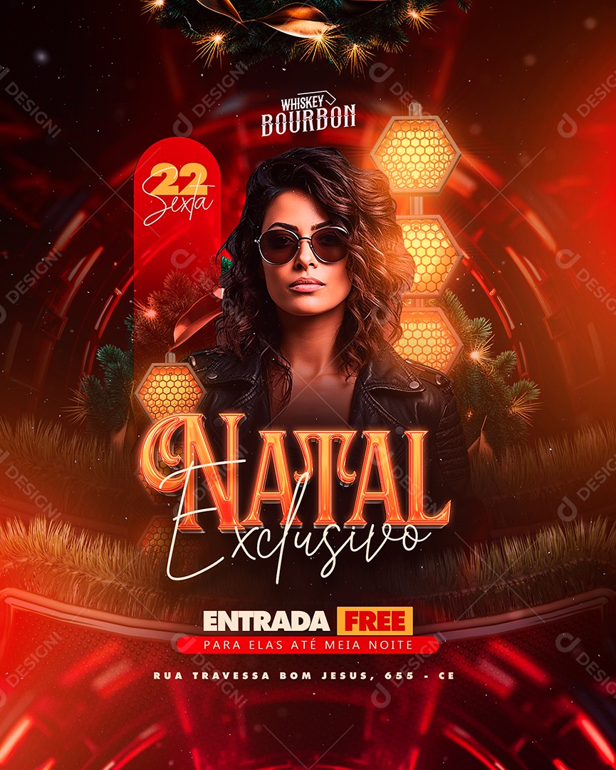 Flyer Natal Exclusivo Whiskey Bourbon Social Media PSD Editável