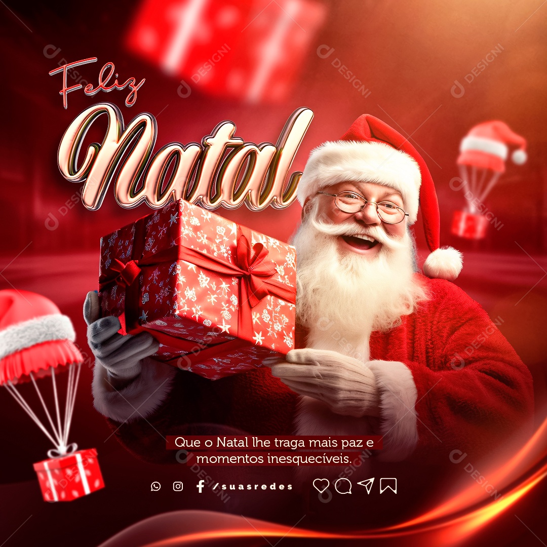 Feliz Natal Que o Natal Lhe Traga mais Paz e Momentos Inesquecíveis Social Media PSD Editável