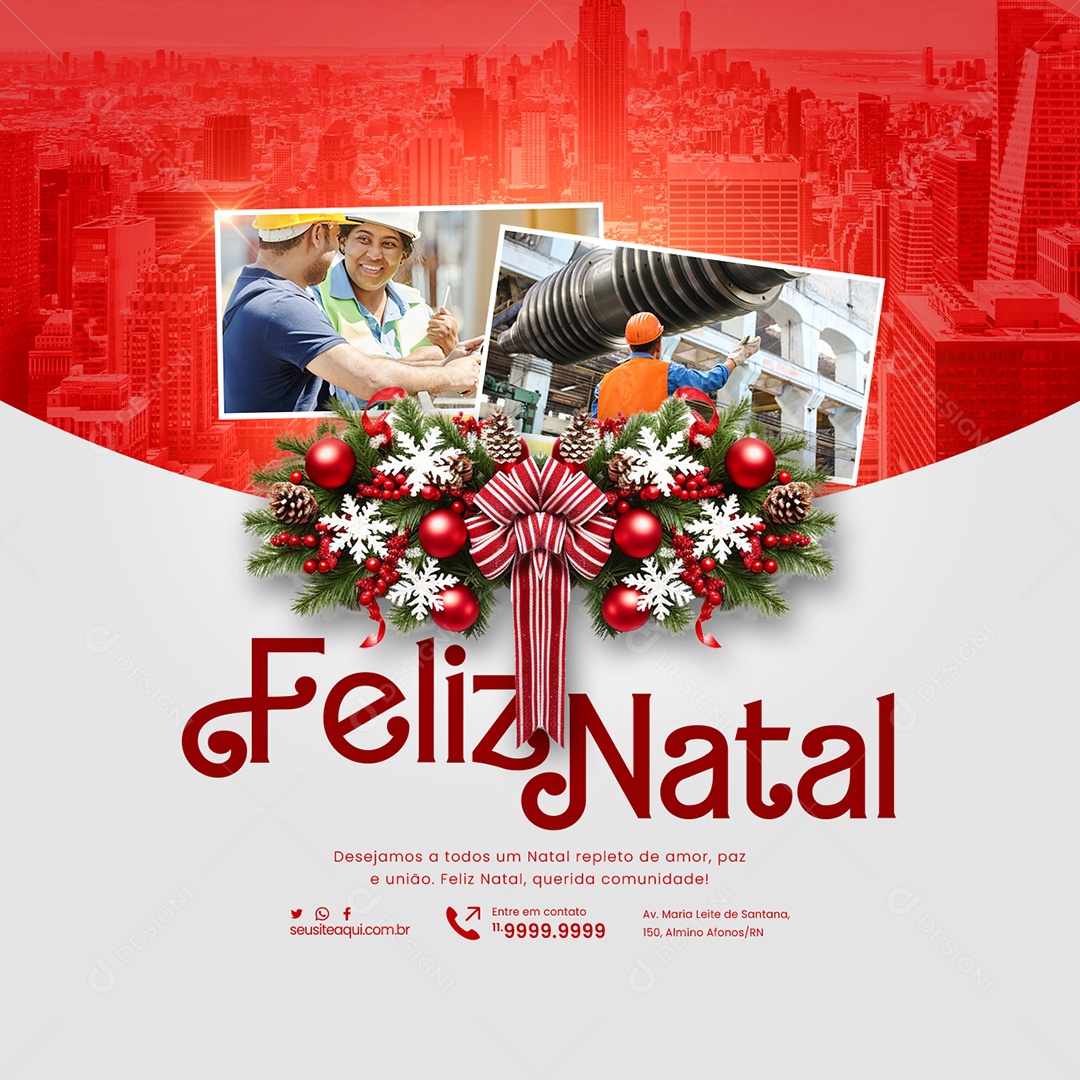 Social Media Prefeitura Feliz Natal Cidade Desejamos a Todos um Natal Repleto de Amor Paz e União PSD Editável