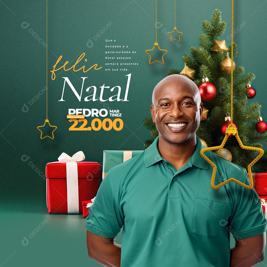 Política Feliz Natal do Vereador Pedro Martinez Social Media PSD Editável