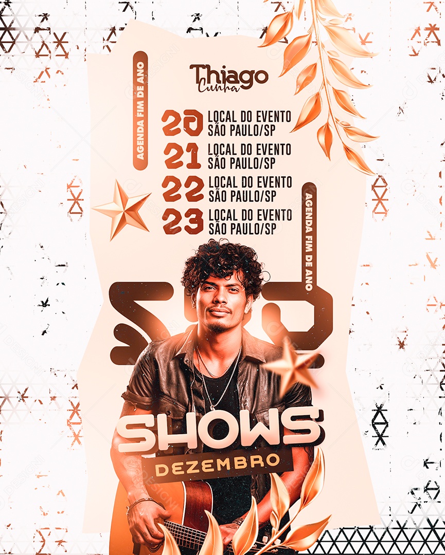 Flyer Ano Novo Thiago Cunha Shows Dezembro Social Media PSD Editável