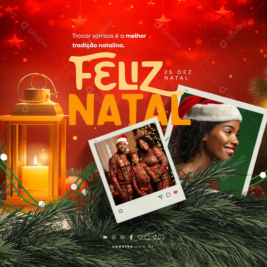 Feliz Natal Trocar Sorrisos é a Melhor Tradição Natalina Social Media PSD Editável