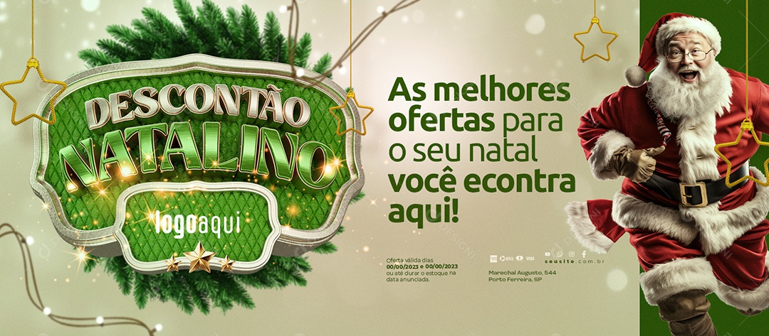 Banner Descontão Natalino Supermercado As Melhores Ofertas para o seu Natal Você Encontra Aqui Social Media PSD Editável