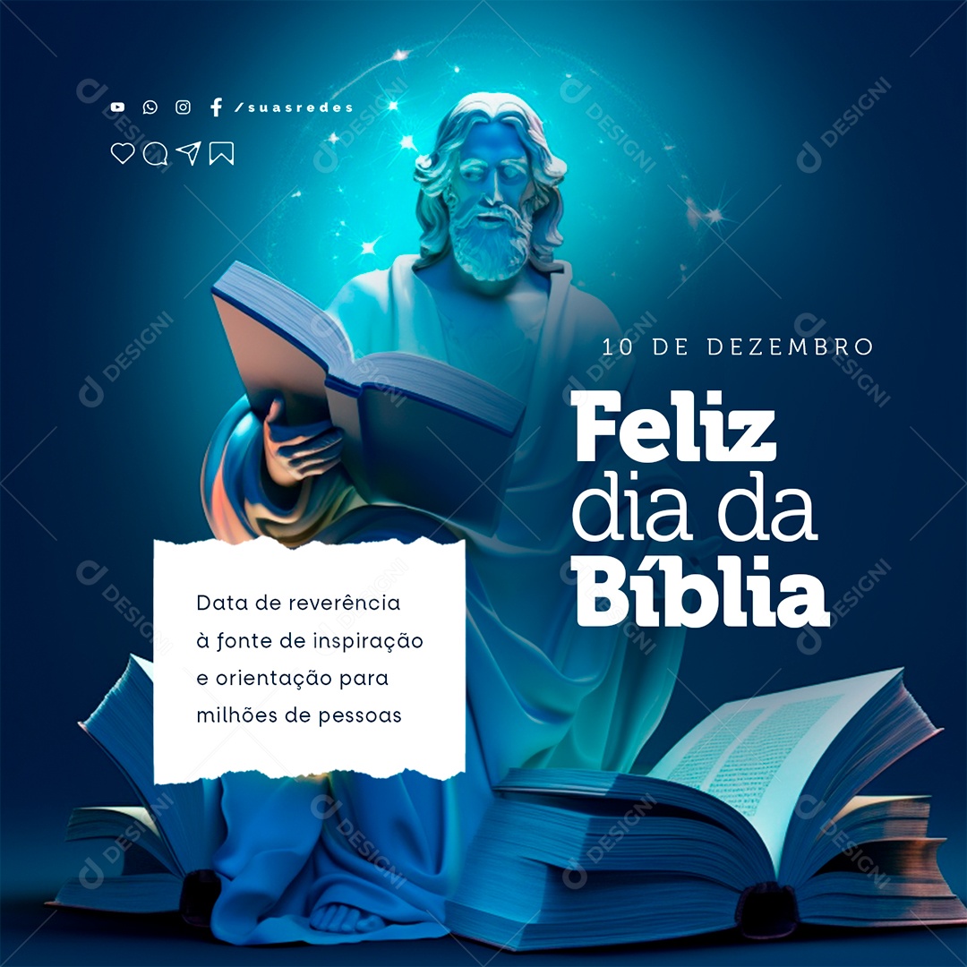 Feliz Dia da Bíblia 10 de Dezembro Social Media PSD Editável