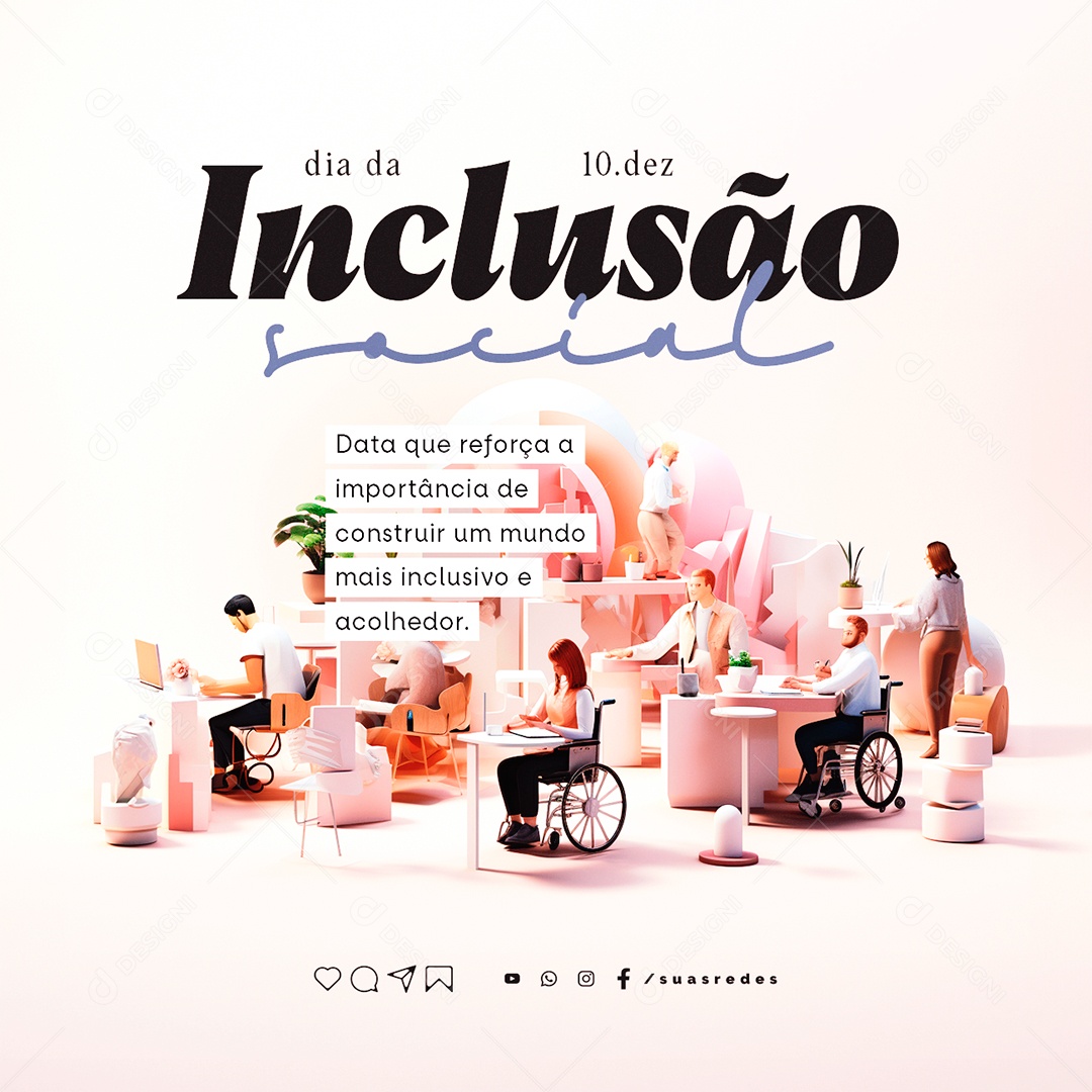 Social Media Social Inclusion Day December 10th Editable PSD