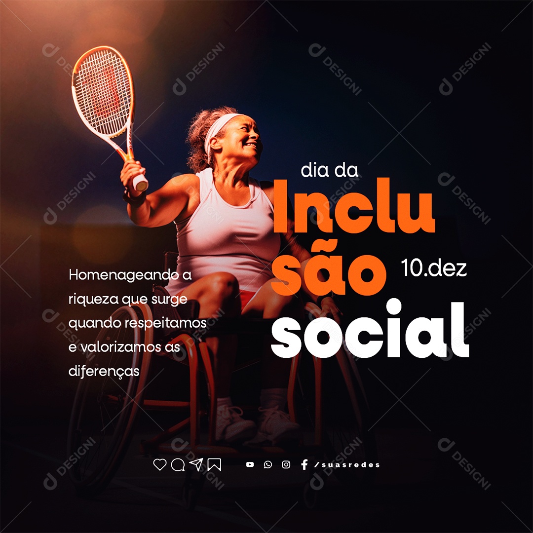 Dia da Inclusão Social 10 de Dezembro Social Media PSD Editável