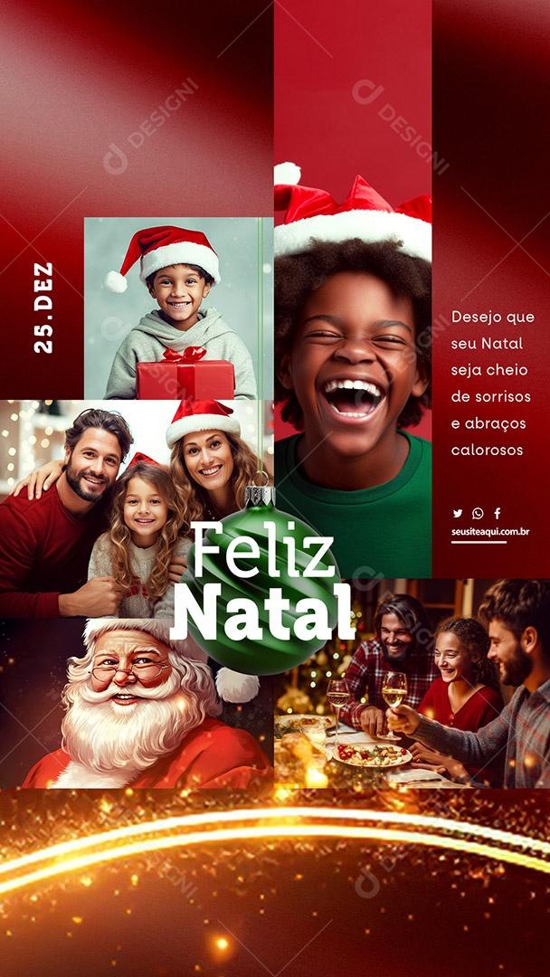 Story Feliz Natal Desejo Que seu Natal Seja Cheio de Sorrisos e Abraços Social Media PSD Editável