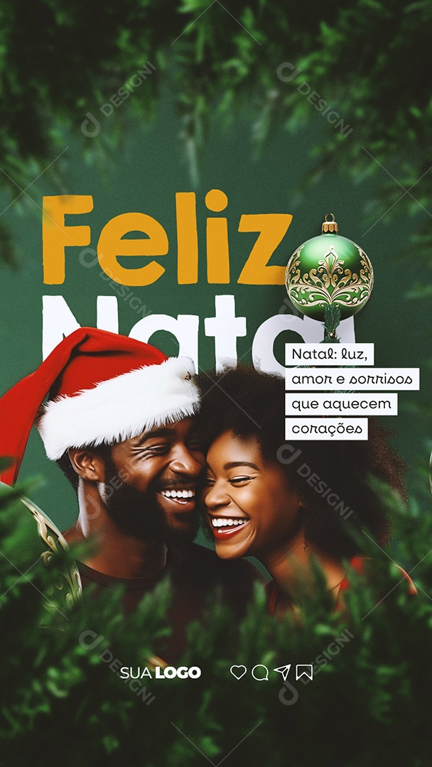 Story Feliz Natal Luz Amor e Sorrisos Social Media PSD Editável