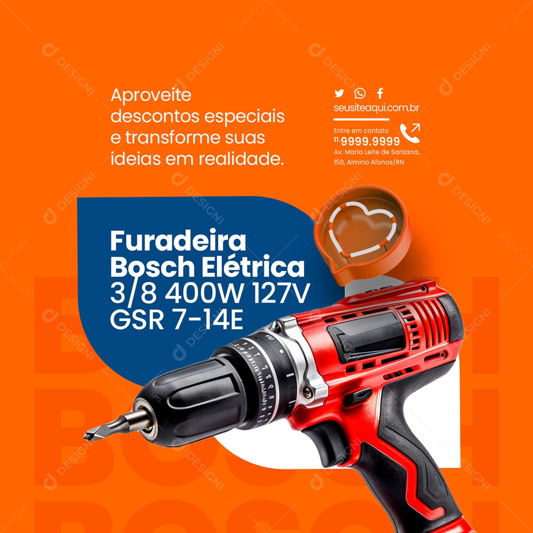 Construction Materials Bosch Electric Social Media PSD Drill Editable