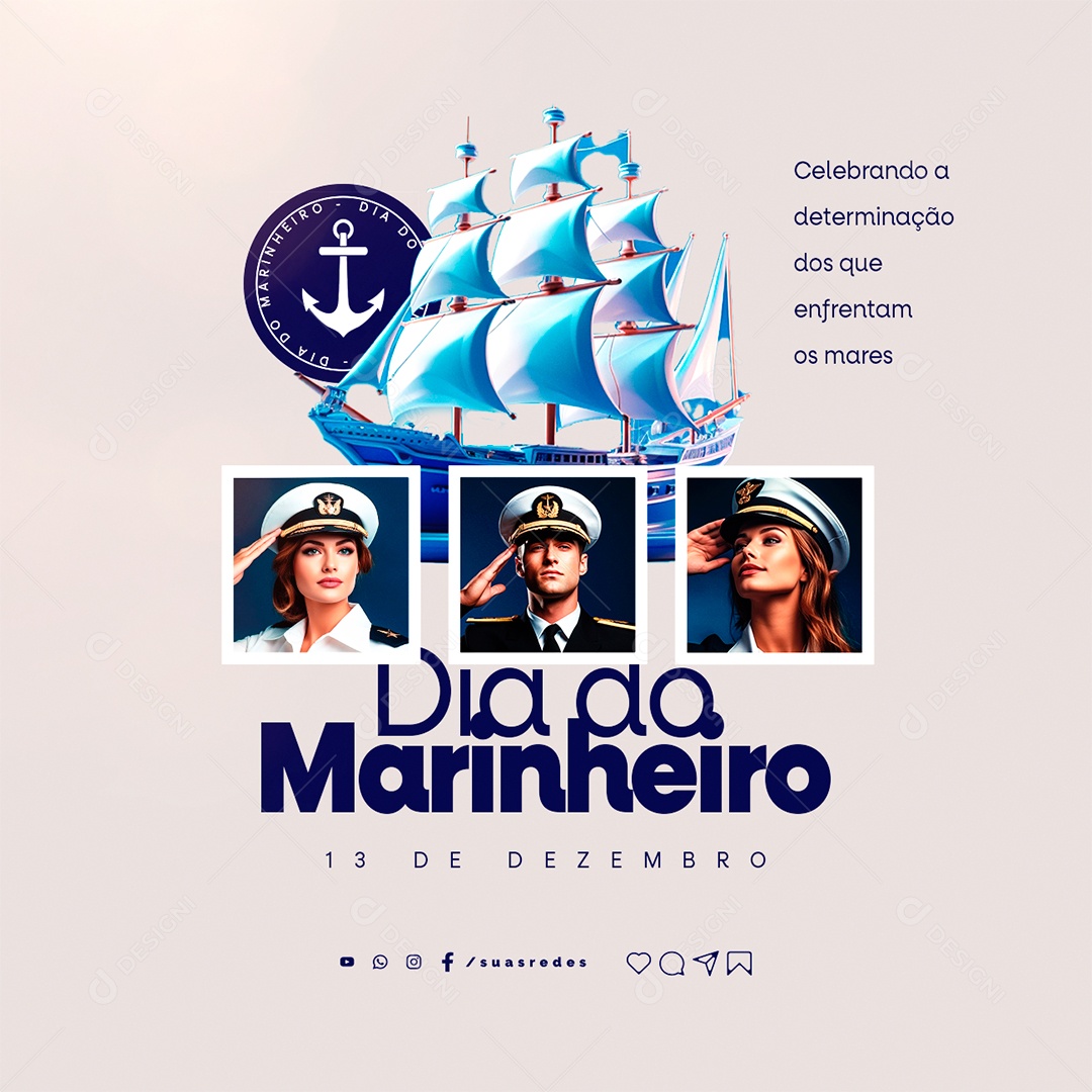 Dia do Marinheiro 13 de Dezembro Social Media PSD Editável